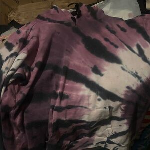 Vibrant Purple and Black Tie-Dye Hoodie